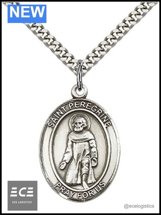 Jewelry - Sterling Silver St. Peregrine Laziosi Pendant Necklace with Stainless Steel
